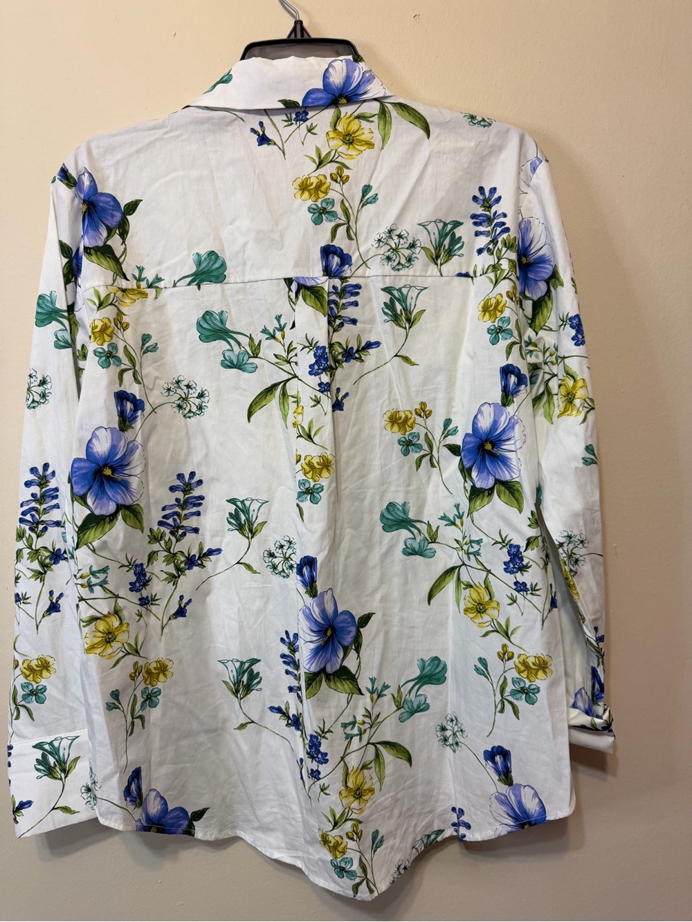Philosophy White Button-Down Shirt with Blue and Yellow Floral Print 2452 - Picture 3 of 5
